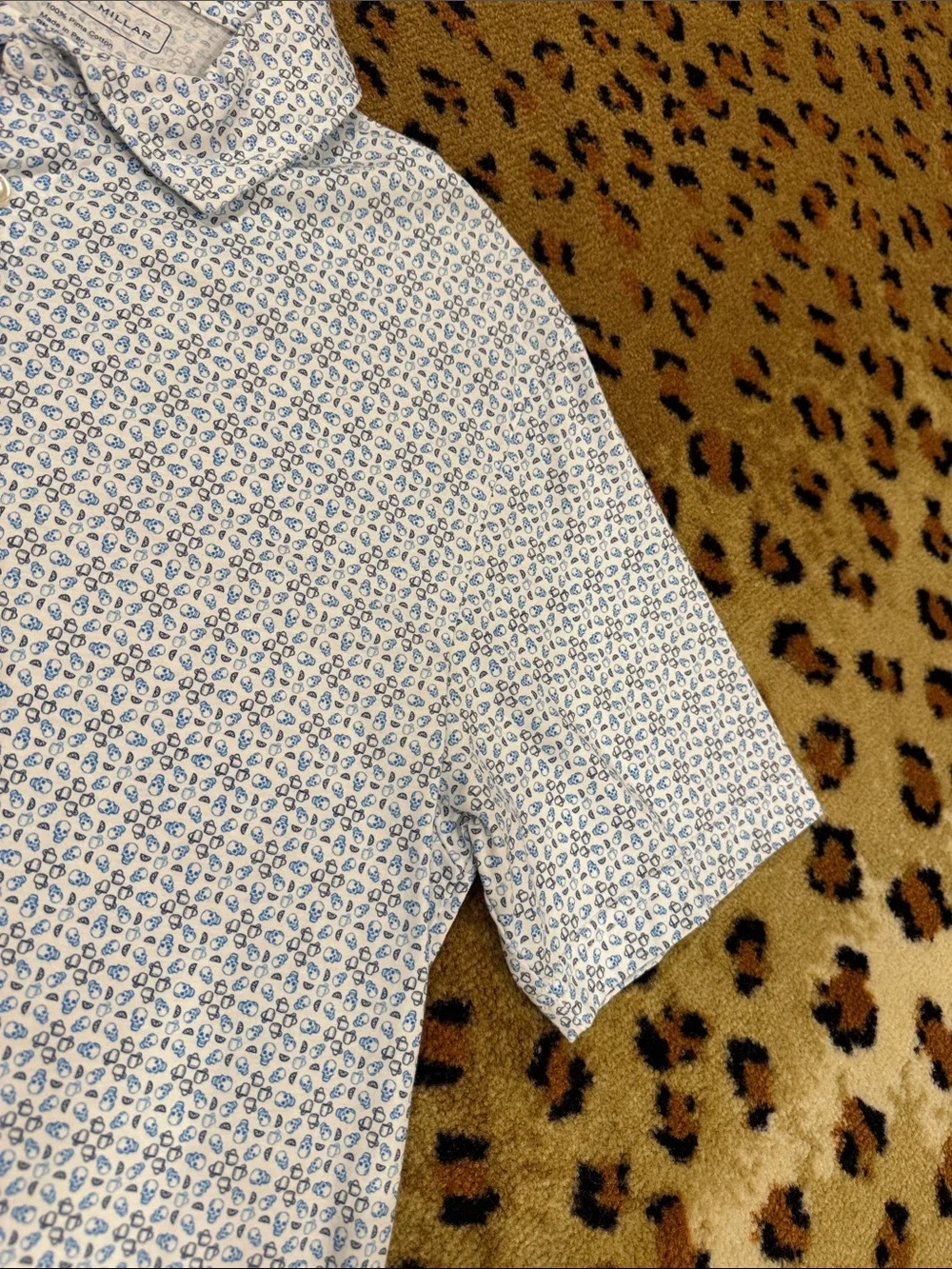 Peter Millar Light Blue Micro-Pattern Polo - Picture 3 of 5